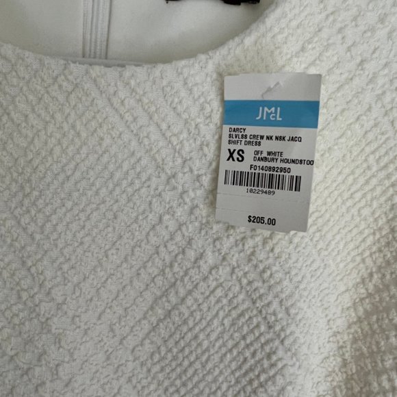 NWT - J. McLaughlin XS STRETCH cream shift dress with diamond textured fabric - Picture 2 of 3